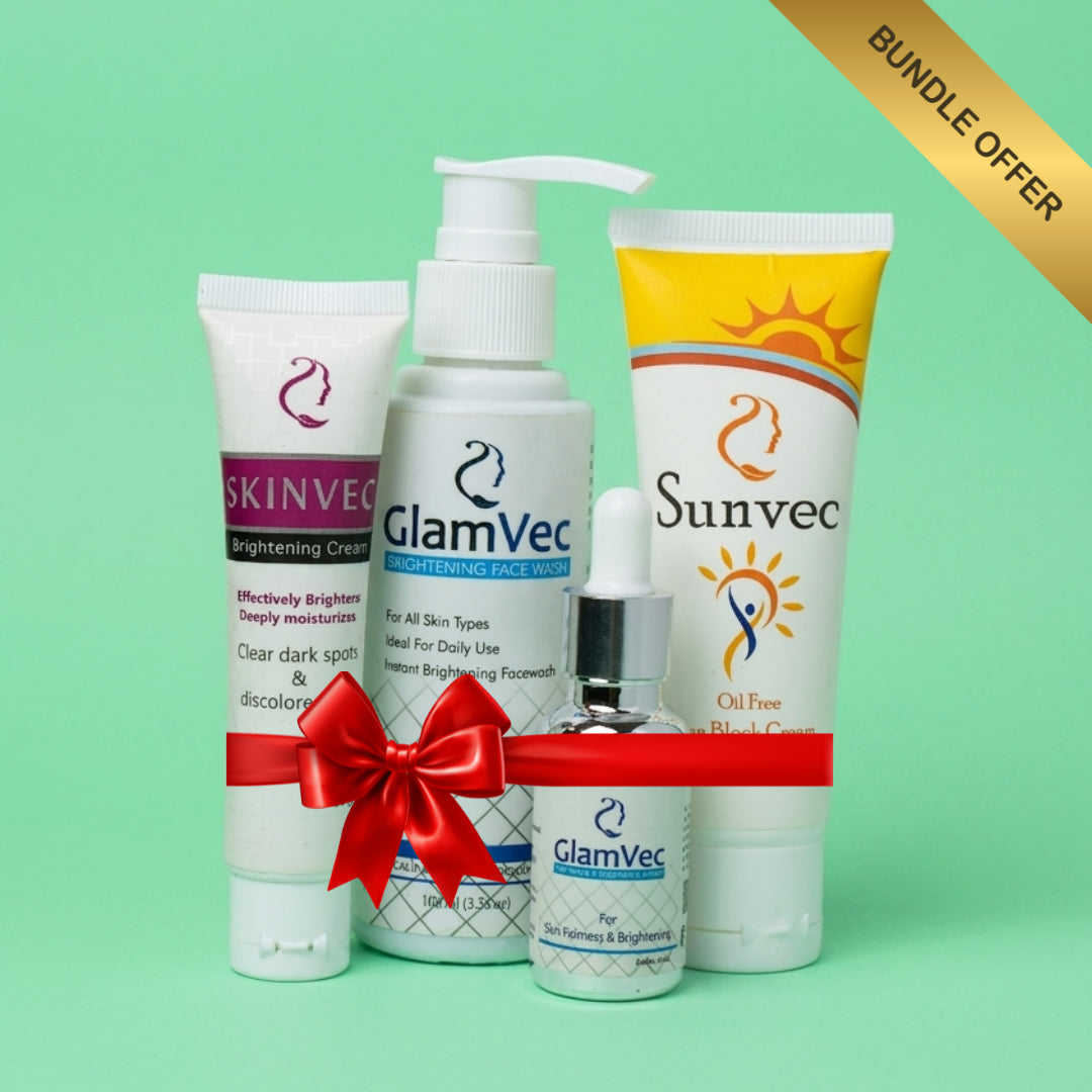 Brightening Skincare (Bundle) – Face Wash, Brightening Cream, Oil-Free Sunblock & Serum (4-in-1 Glow Set)