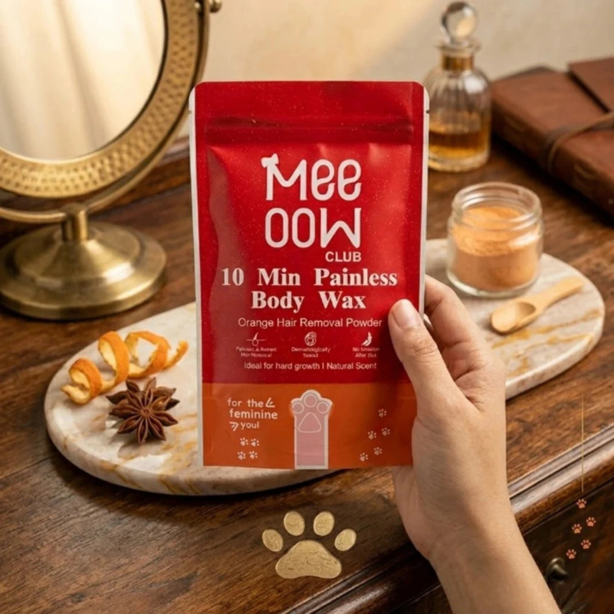 10 Min Painless Body Wax – Orange Hair Removal Powder for Women