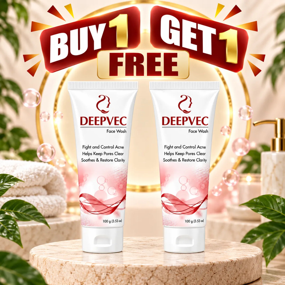 Deepvec Acne Control Face Wash 100g for acne-prone skin, clear pores and daily facial cleansing