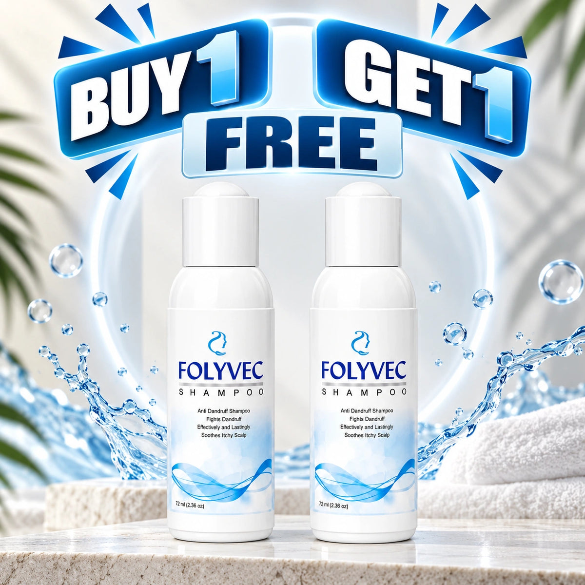 Folyvec Anti-Dandruff Shampoo 72ml for dandruff control and soothing itchy scalp