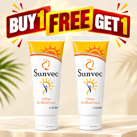 Sunvec Oil-Free Sunblock Cream SPF 60 PA+++ Buy 1 Get 1 Free skincare offer.