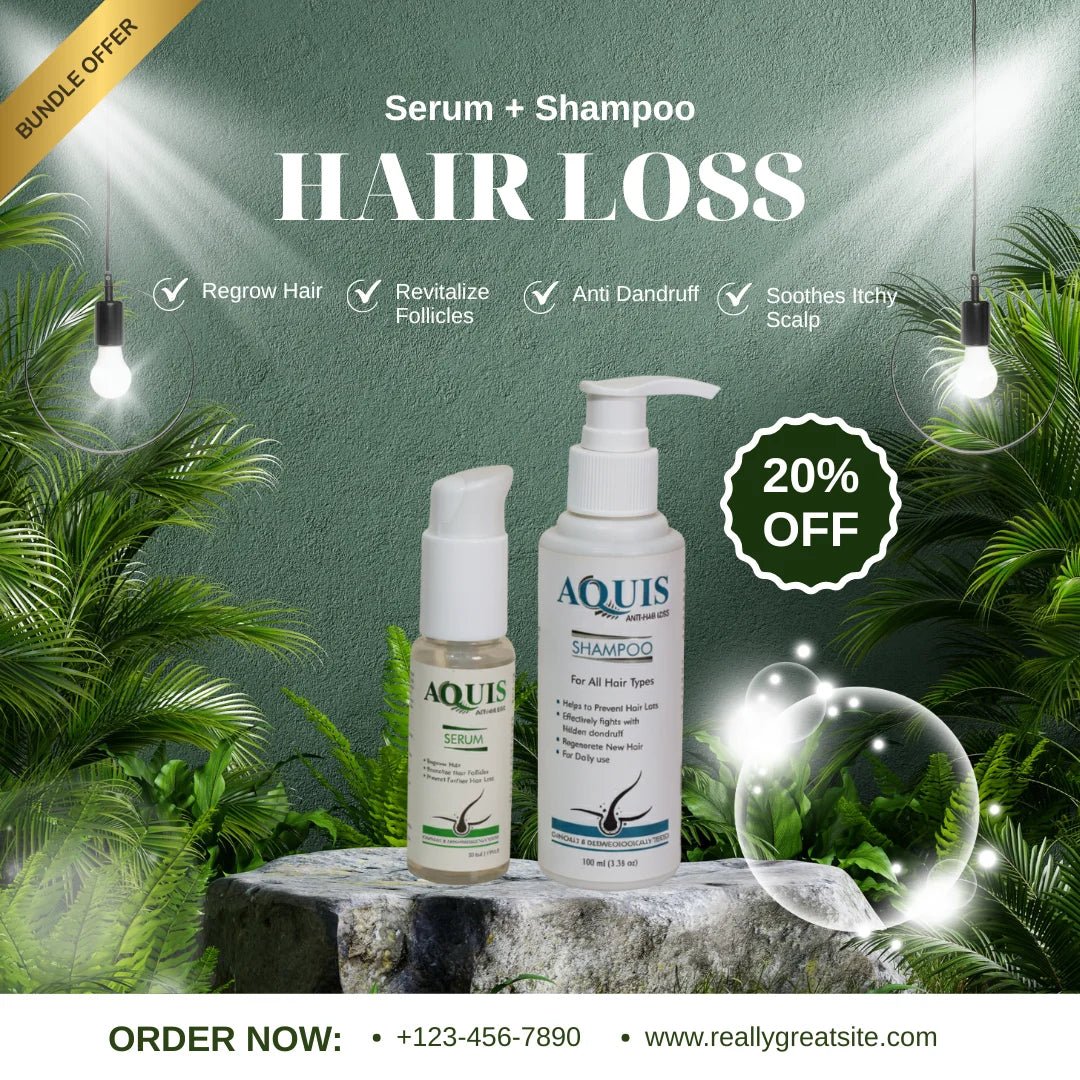 AQUIS Anti - Hair Loss Bundle – Shampoo + Serum (2in1 set) - AlifdukanAlifdukan types here :)