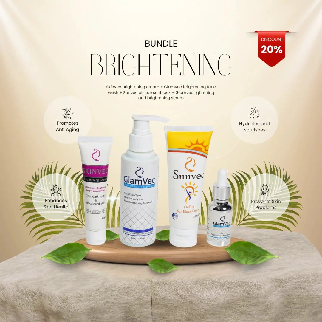 (Bundle)Brightening Skincare – Face Wash, Brightening Cream, Oil - Free Sunblock & Serum (4 - in - 1 Glow Set) - AlifdukanAlifdukan types here :)