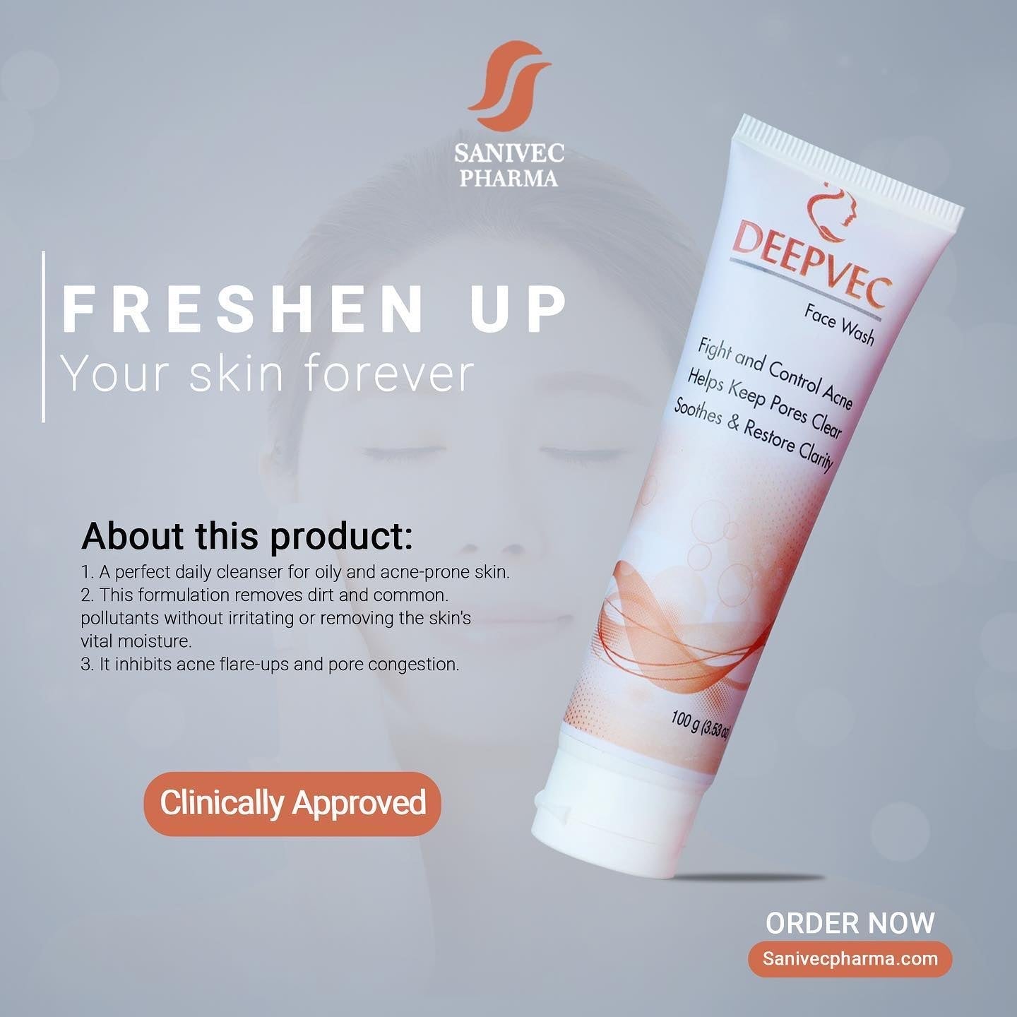 DeepVec Acne Defense Face Wash – Deep Clean for Pore Perfection - AlifdukanSanivec Pharma types here :)